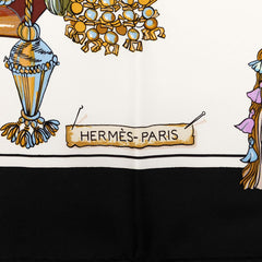 エルメス カレ90 Pasementerie 紐飾り スカーフ ブラック ホワイト シルク レディース HERMES 【中古】