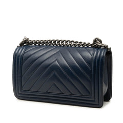 シャネル ココマーク ボーイシャネル チェーン ショルダーバッグ ネイビー キャビアスキン レディース CHANEL 中古