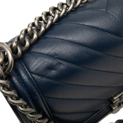 シャネル ココマーク ボーイシャネル チェーン ショルダーバッグ ネイビー キャビアスキン レディース CHANEL 中古