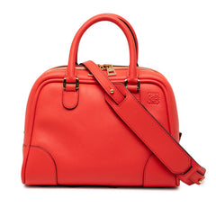 ロエベ アナグラムロゴ アマソナ75 スモール ハンドバッグ ショルダーバッグ 2WAY レッド レザー レディース LOEWE 【中古】