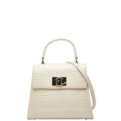 フルラ 1927 クロコ 型押し ショルダーバッグ 2WAY トップハンドル ベージュ ゴールド カーフ レディース Furla 【中古】