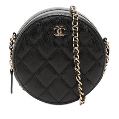 シャネル ココマーク マトラッセ チェーンショルダーバッグ AP0245 ブラック キャビアスキン レディース CHANEL 【中古】