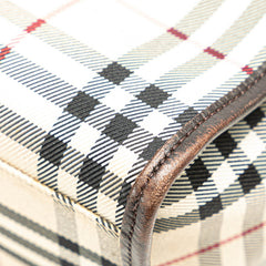 バーバリー ノバチェック ハンドバッグ ベージュ ブラウン キャンバス レザー レディース BURBERRY 【中古】