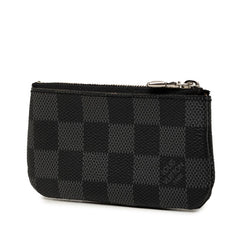 ルイ ヴィトン ダミエ グラフィット ポシェット クレ コインケース 小銭入れ N60155 ブラック PVC レザー メンズ LOUIS VUITTON 中古