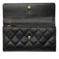 シャネル ココマーク マトラッセ 長財布 ブラック ゴールド キャビアスキン レディース CHANEL 中古