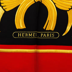 エルメス カレ90 Tigre Royal 王者の虎 スカーフ レッド マルチカラー シルク レディース HERMES 【中古】