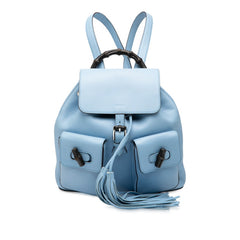 グッチ バンブー リュック バックパック 370833 ブルー系 ブラック レザー レディース GUCCI 【中古】