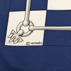 エルメス カレ90 CLIQUETIS クリケティス スカーフ 大判 ネイビー マルチカラー シルク レディース HERMES 中古