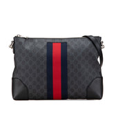 グッチ GGスプリーム シェリーライン ショルダーバッグ 474139 ブラック PVC レザー レディース GUCCI 【中古】