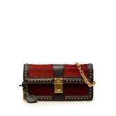エム シー エム スタッズ ショルダーバッグ レッド ブラウン ハラコ レザー レディース MCM 【中古】
