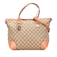 グッチ GGキャンバス ハートビット ハンドバッグ ショルダーバッグ 2WAY 269957 ベージュ ピンク キャンバス レザー レディース GUCCI 【中古】