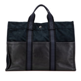 エルメス フールトゥトートMM トートバッグ ブラック キャンバス レザー レディース HERMES 【中古】