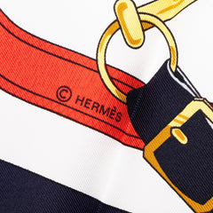 エルメス カレ90 Eperon d’Or エプロン ドール 黄金の拍車 スカーフ 大判スカーフ ホワイト シルク レディース HERMES 中古