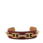 エルメス シェーヌダンクル バングル バングル ゴールド レッド メッキ レザー レディース HERMES 【中古】