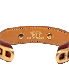 エルメス シェーヌダンクル バングル バングル ゴールド レッド メッキ レザー レディース HERMES 【中古】