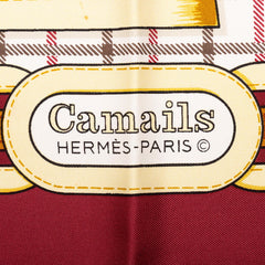 エルメス カレ90 Camails カマイユ 馬の頭巾 スカーフ 大判スカーフ ボルドー系 シルク レディース HERMES 中古