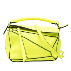 ロエベ アナグラム パズルバッグ ミニ ハンドバッグ ショルダーバッグ 2WAY グリーン系 レザー レディース LOEWE 【中古】