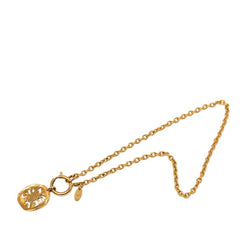 シャネル ロゴ プレート チェーン ペンダント ネックレス ゴールド メッキ GP レディース CHANEL 【中古】