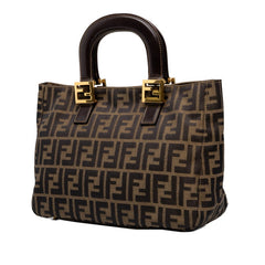 フェンディ ズッカ ハンドバッグ 26329 ブラウン キャンバス レザー レディース FENDI 中古