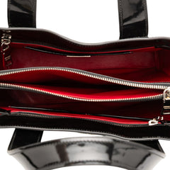 プラダ 三角ロゴプレート ハンドバッグ トートバッグ ブラック パテントレザー レディース PRADA 【中古】