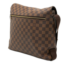 ルイ ヴィトン ダミエ ブルックリンMM 斜め掛け ショルダーバッグ N51211 ブラウン PVC レザー レディース LOUIS VUITTON 【中古】