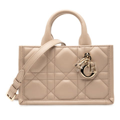 ディオール マクロカナージュ ブックトート ミニ ショルダーバッグ トートバッグ 2WAY ベージュ レザー レディース Dior 【中古】