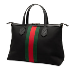 グッチ シェリーライン トートバッグ ショルダーバッグ 2WAY 630923 ブラック ナイロン レザー レディース GUCCI 【中古】