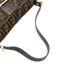 フェンディ ズッカ マンマバケット ワンショルダーバッグ ブラウン キャンバス レザー レディース FENDI 【中古】