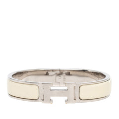 エルメス クリックH PM Hバングル ブレスレット アイボリー シルバー メタル エナメル レディース HERMES 【中古】