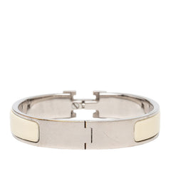 エルメス クリックH PM Hバングル ブレスレット アイボリー シルバー メタル エナメル レディース HERMES 【中古】