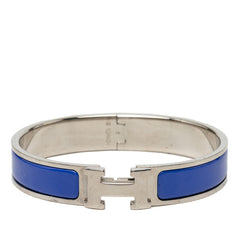 エルメス クリックH PM ブレスレット シルバー ブルー メタル レディース HERMES 【中古】