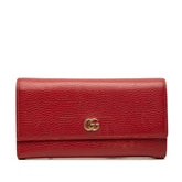 グッチ ダブルG 長財布 456116 レッド レザー レディース GUCCI 【中古】