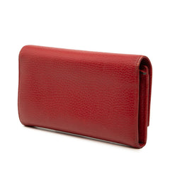 グッチ ダブルG 長財布 456116 レッド レザー レディース GUCCI 【中古】