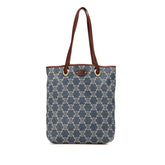 セリーヌ マカダム トートバッグ ショルダーバッグ インディゴブルー デニム レザー レディース CELINE 中古