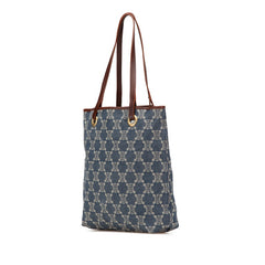 セリーヌ マカダム トートバッグ ショルダーバッグ インディゴブルー デニム レザー レディース CELINE 【中古】