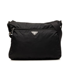 プラダ 三角ロゴプレート 斜め掛け ショルダーバッグ ブラック ナイロン レディース PRADA 【中古】