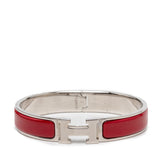 エルメス クリックH GM ブレスレット バングル シルバー ボルドー メタル エナメル レディース HERMES 【中古】