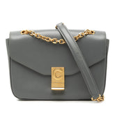 セリーヌ C セー ミディアム チェーン ショルダーバッグ グレー系 レザー レディース CELINE 【中古】