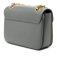 セリーヌ C セー ミディアム チェーン ショルダーバッグ グレー系 レザー レディース CELINE 【中古】