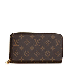 ルイ ヴィトン モノグラム ジッピーウォレット ラウンドファスナー 長財布 M60017 ブラウン PVC レディース LOUIS VUITTON 【中古】