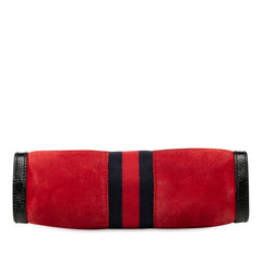 グッチ オフィディア シェリーライン チェーン ショルダーバッグ 503877 レッド ブラック スウェード レザー レディース GUCCI 【中古】