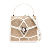 ブルガリ セルペンティ フォーエバー トップハンドル ショルダーバッグ ハンドバッグ 2WAY ホワイト ゴールド レザー レディース BVLGARI 【中古】