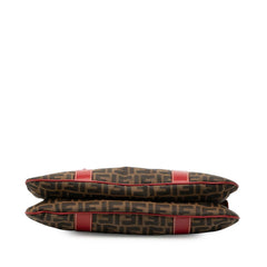 フェンディ ズッカ ミニ ボストンバッグ ハンドバッグ ブラウン レッド キャンバス レザー レディース FENDI 【中古】