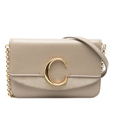 クロエ クロエシー チェーンショルダーバッグ グレー レザー スウェード レディース Chloe 【中古】