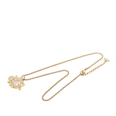 ディオール ロゴエンブレム チェーン ペンダント ネックレス ゴールド メッキ ラインストーン レディース Dior 【中古】