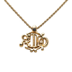 ディオール ロゴエンブレム チェーン ペンダント ネックレス ゴールド メッキ ラインストーン レディース Dior 【中古】