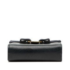 サルヴァトーレフェラガモ ヴァラリボン 型押し ポーチ コスメポーチ 223057 ネイビー レザー レディース Salvatore Ferragamo 【中古】