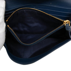 プラダ 三角ロゴプレート 二つ折り 長財布 1MH132 ネイビー サフィアーノレザー レディース PRADA 【中古】