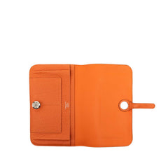 エルメス ドゴンデュオ 長財布 □P刻印 オレンジ シルバー金具 トリヨンクレマンス レディース HERMES 【中古】