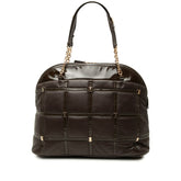 サルヴァトーレフェラガモ ヴァラ チェーン トートバッグ EX-21C881 ブラウン レザー エナメル レディース Salvatore Ferragamo 中古